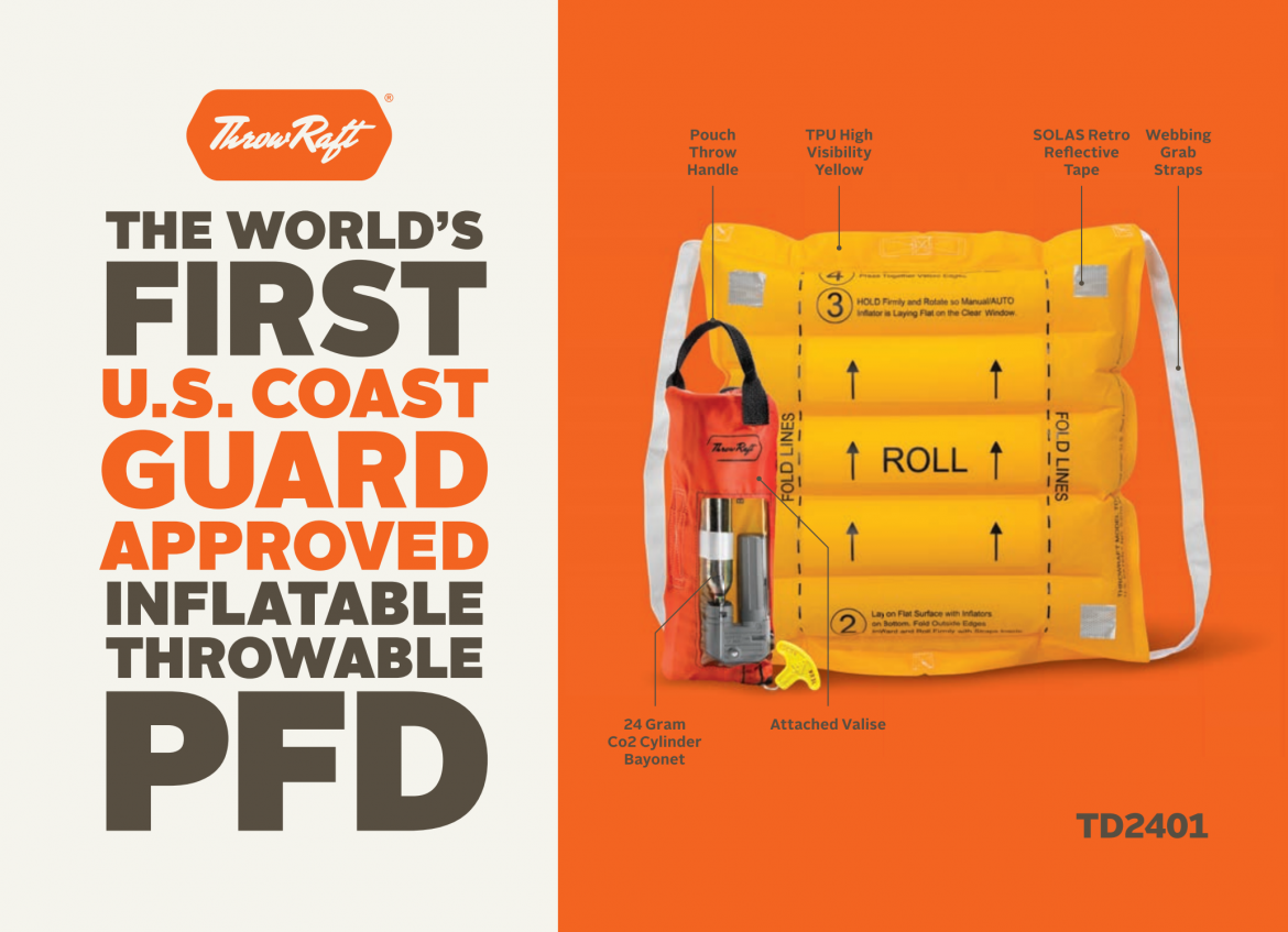 Coast Guard approved personal inflatable raft