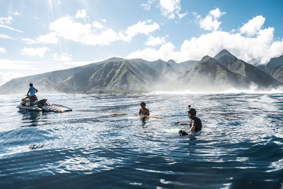 Surfers at Teahupo'o French Polynesia