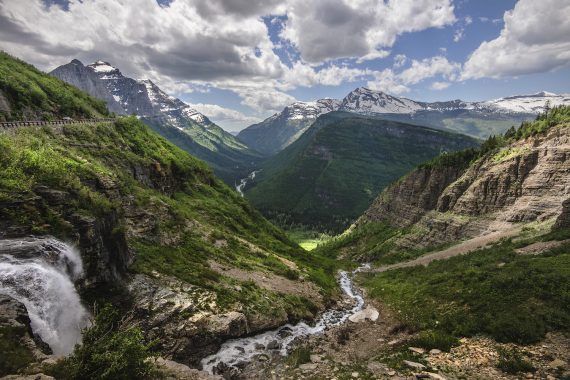 Wide angle view of Glacier National Park