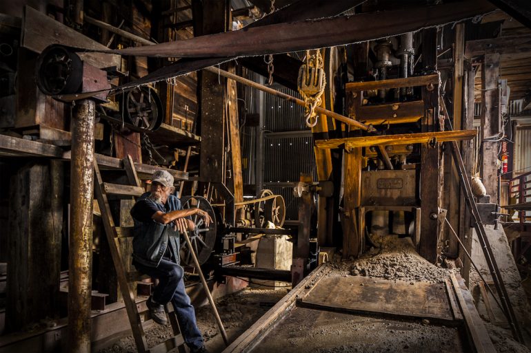 A man in a mine in Virginia City, Nevada Historic District