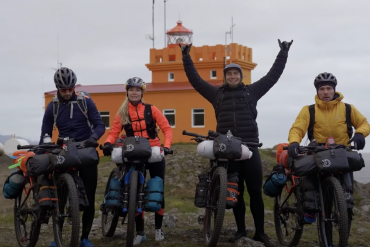 Chris Burkard and three other cyclists prepare to ride across Iceland