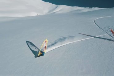 Windsurfing on snow in switzerland