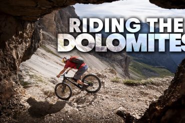 Mountain biker riding the Dolomites