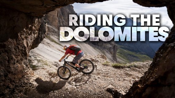 Mountain biker riding the Dolomites