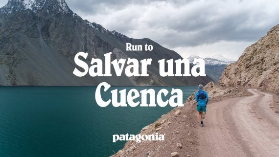 A trail runner in the Andes Mountains in Central Chile