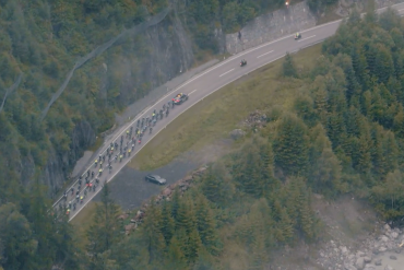 Cyclists racing in the Alps at the Oetztal Cycle Marathon