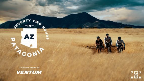 Three cyclists riding a gravel trail in Patagonia, Arizona