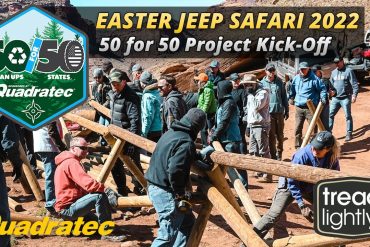 Volunteers restoring trails in Utah at Easter Jeep Safari for trail conservation program