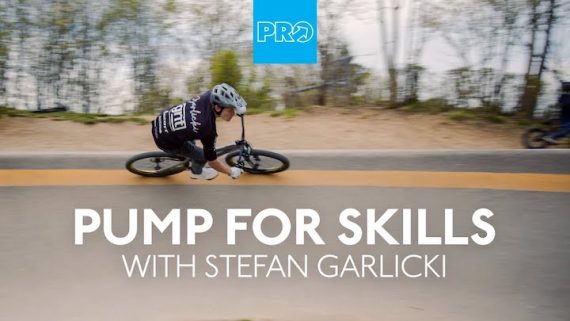 Cyclist riding a pump track