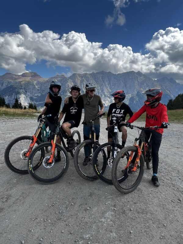 Downhill mountain bikers in Morzine, France