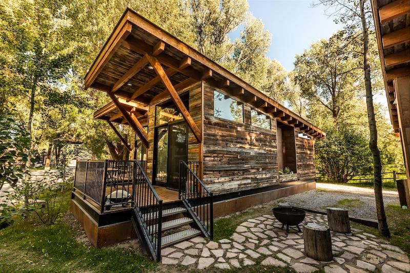 luxury modern wood cabin at Fireside Resort in Jackson Hole, WY