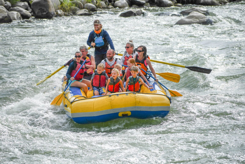 Family rafting in Yellowstone National Park